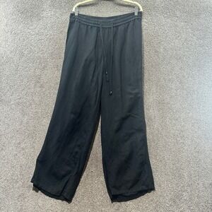 Lane Bryant Comfort Pants Womens 14/16‎ Black Linen Blend Pull On Drawstring
